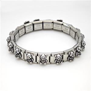 Stainless Steel Module Bracelet Bear, approx 9mm, 17cm length