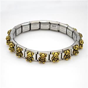 Stainless Steel Module Bracelet Bear, approx 9mm, 17cm length