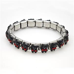 Raw Stainless Steel Module Bracelet Pave Resin Bear, approx 9-10mm, 17cm length