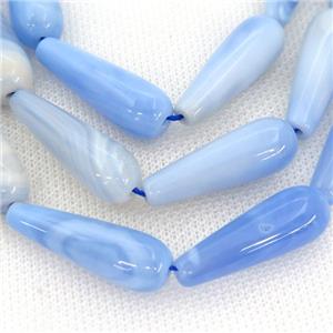 blue Agate teardrop beads, approx 10x30mm