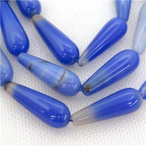 royalblue Agate teardrop beads, approx 10x30mm