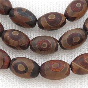 Tibetan Agate rice beads, eye, approx 8-12mm, 30pcs per st