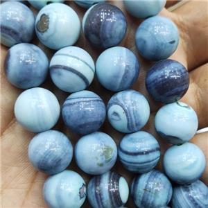 round Agate Beads, blue dye, approx 12mm dia