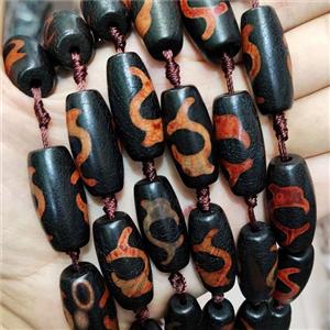 Black Tibetan Agate Rice Beads, approx 14-30mm, 10pcs per st