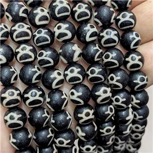 Tibetan Agate Beads Black Round, approx 10mm dia