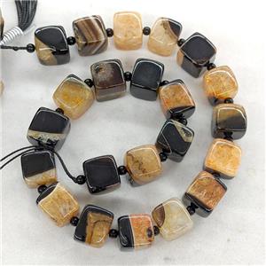 Natural Agate Druzy Cube Beads Orange Dye, approx 15mm
