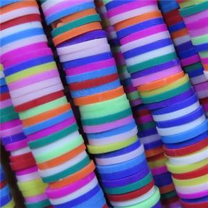 Fimo Polymer Clay heishi beads, mixed color, approx 8mm dia