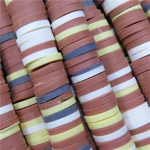 Fimo Polymer Clay heishi beads, mixed color, approx 8mm dia