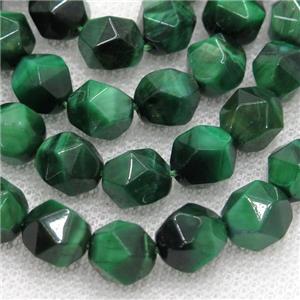 green Tiger eye stone beads, faceted round, approx 8mm dia