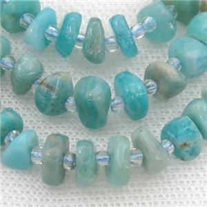 green Amazonite rondelle beads, approx 4-8mm