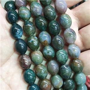 green Moss Agate barrel Beads, approx 10-12mm