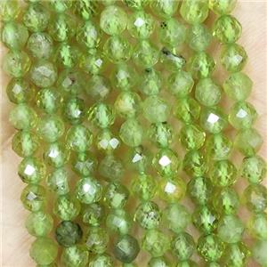Green Peridot Beads Tiny Faceted Round, approx 3mm dia