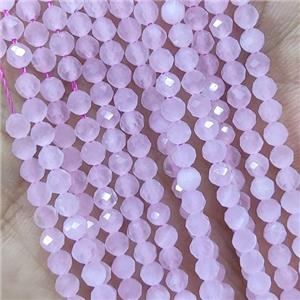Pink Cat Eye Glass Beads Faceted Round, approx 3mm dia