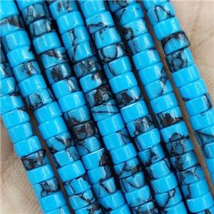 Blue Turquoise Heishi Beads Dye, approx 2x4mm