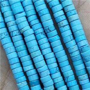 Blue Turquoise Heishi Beads Dye, approx 2x4mm