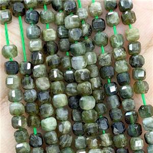Green Tourmaline Cube Beads, approx 3mm