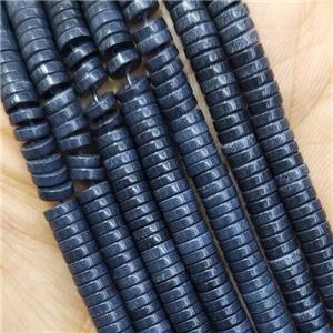 Inkblue Oxidative Agate Heishi Beads, approx 4mm
