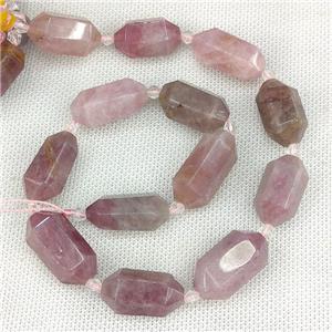 Natural Madagascar Rose Quartz Beads Pink Prism, approx 13-27mm, 12pcs per st