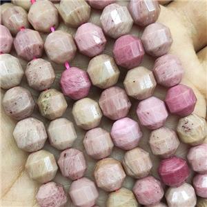Pink Wood Lace Jasper Prism Beads, approx 10mm