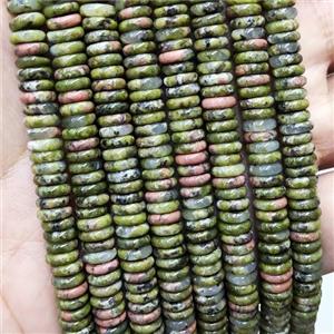 Natural Unakite Heishi Beads, approx 6mm