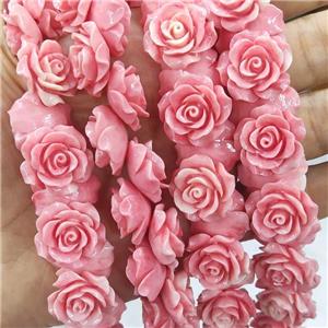 Pink Resin Flower Beads, approx 20mm, 36pcs per st