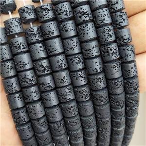 Black Rock Lava Column Beads Tube, approx 8mm