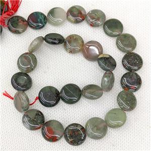 African Bloodstone Coin Beads, approx 15mm