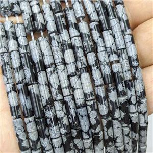 Natural Snowflake Jasper Tube Beads, approx 4x13mm