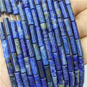 Natural Blue Lapis Lazuli Tube Beads, approx 4x13mm