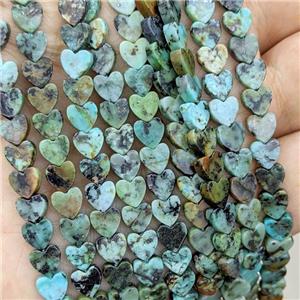Natural African Turquoise Heart Beads Green, approx 6mm