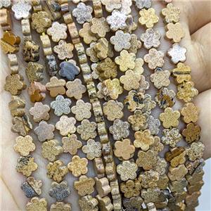 Picture Jasper Flower Beads, approx 6mm