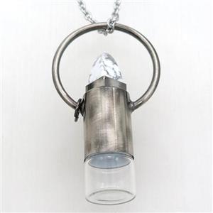 copper perfume bottle Necklace with white howlite, gunmetal, approx 16-60mm