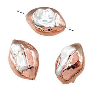 Cultured Pearl Beads, rice, rose gold, approx 20-30mm