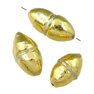 Cultured Pearl Beads, rice, gold plated, approx 12-25mm