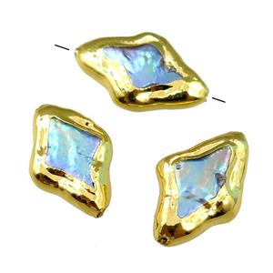 Cultured Pearl Beads, star, gold plated, approx 12-18mm