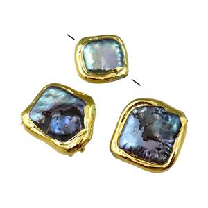 Cultured Pearl Beads, star, gold plated, approx 15-18mm