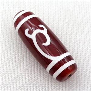 Dzi Agate barrel beads, approx 16-40mm