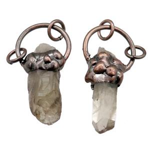 smoky Quartz stick pendant, antique red, approx 12-40mm