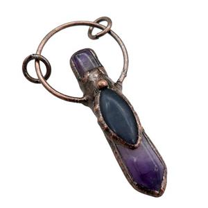 Amethyst pendulum pendant, antique red, approx 10-60mm