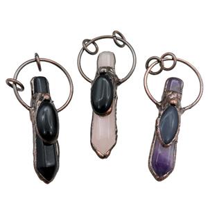 mix Gemstone pendulum pendant, antique red, approx 10-60mm