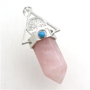 rose quartz bullet pendant, approx 15-55mm