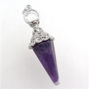 amethyst pendulum pendant, approx 18-55mm