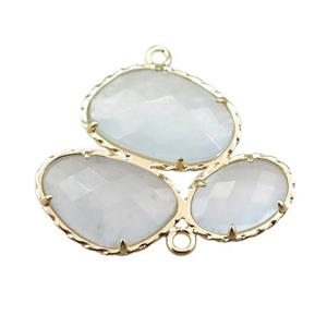 white jade connector, gold plated, approx 30-35mm