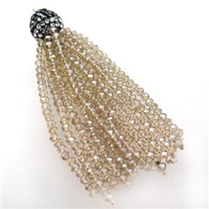 Tassel pendant with champagne crystal glass, approx 12mm, 60mm length