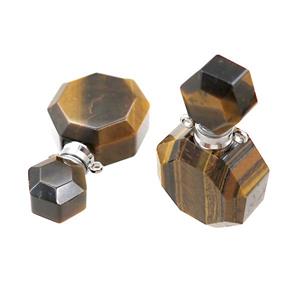 Tiger eye stone perfume bottle pendant, approx 20-35mm