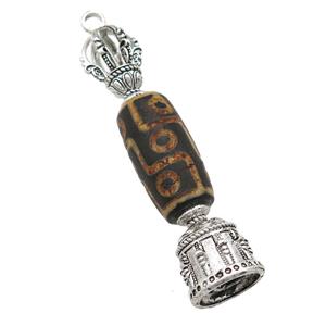 tibetan style Agate pendant, antique silver, approx 14-70mm
