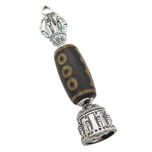 tibetan style Agate pendant, antique silver, approx 14-70mm