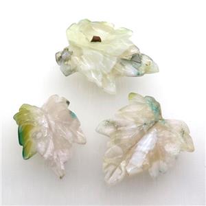 green Cherry Agate Leaf pendant, approx 15-40mm