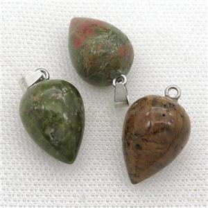 Unakite Pendulum Pendant, approx 15-20mm