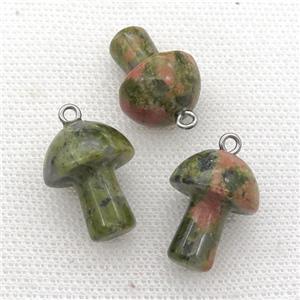 Unakite mushroom pendant, approx 15-20mm